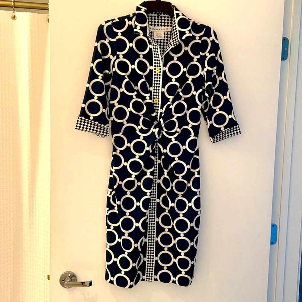 Gretchen Scott navy and white dress Small